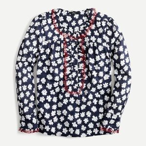 j crew embroidery ruffle daises print blouse